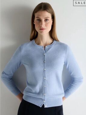 Classic Light Blue Button-Front Cardigan Sweater